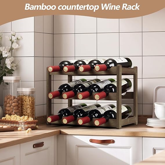 Bamboo Wine Rack, Sturdy and Durable Wine Storage